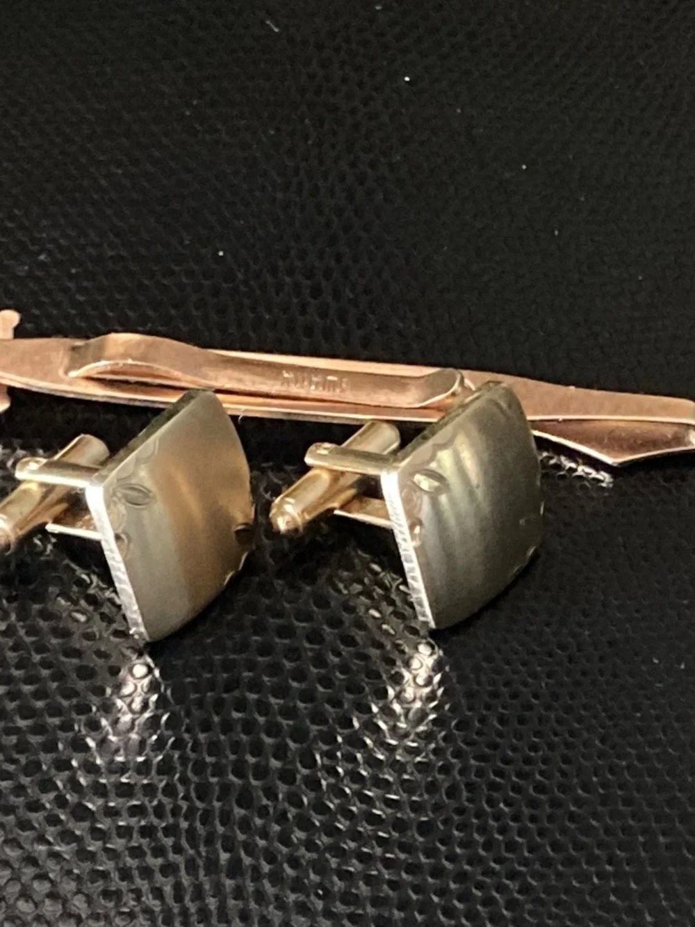 Vintage Flex-Let Quality USA Cufflinks & Swank Sword Tie Bar Set